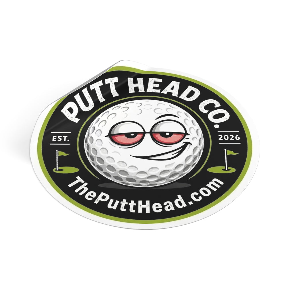 Putt Head Co. golf ball logo Sticker | Round vinyl sticker, golf decal