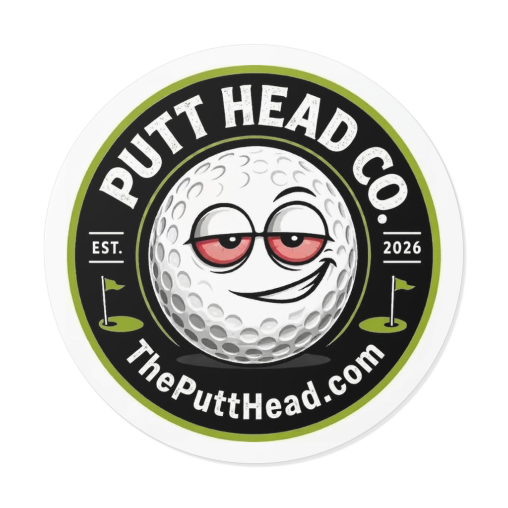 Putt Head Co. golf ball logo Sticker | Round vinyl sticker, golf decal