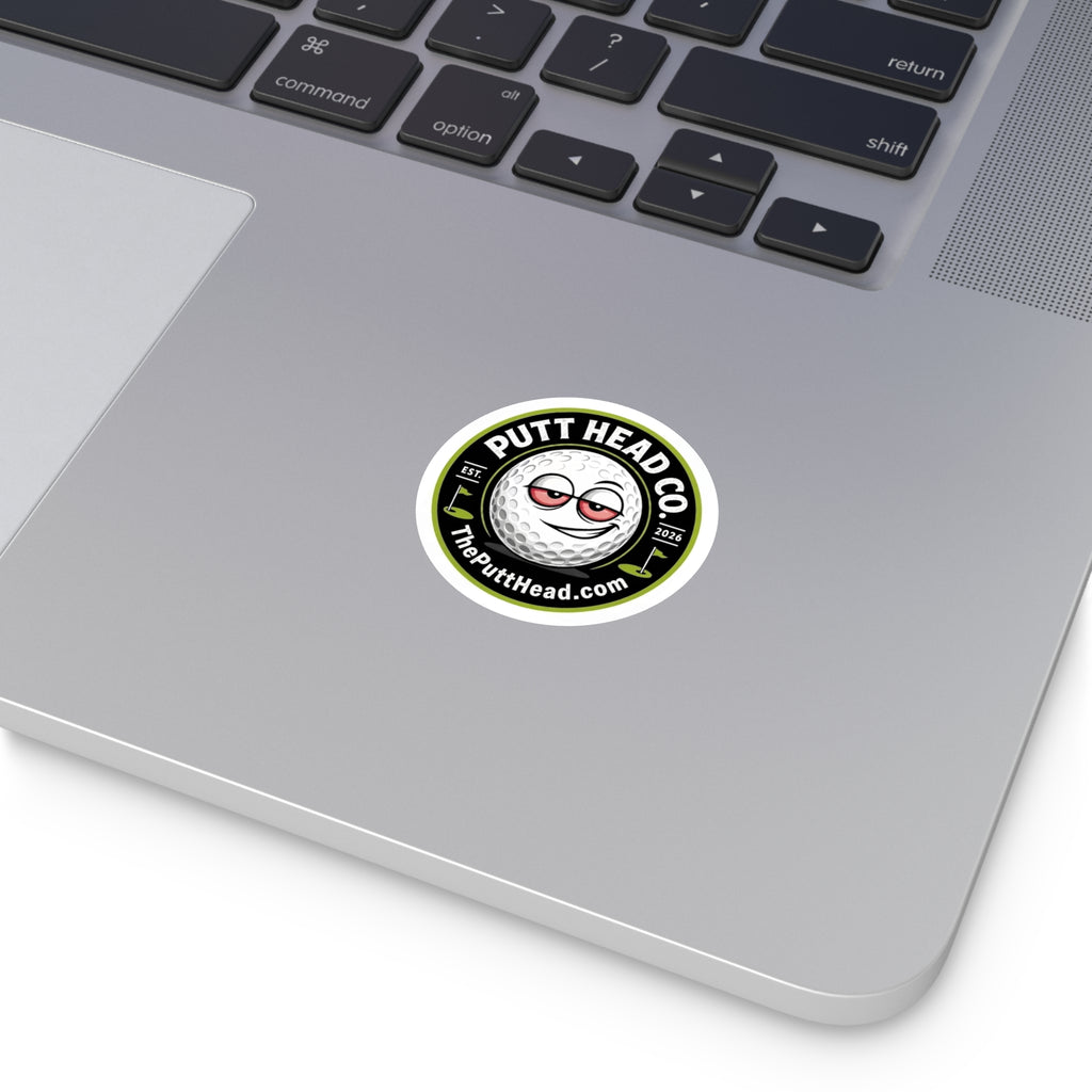 Putt Head Co. golf ball logo Sticker | Round vinyl sticker, golf decal