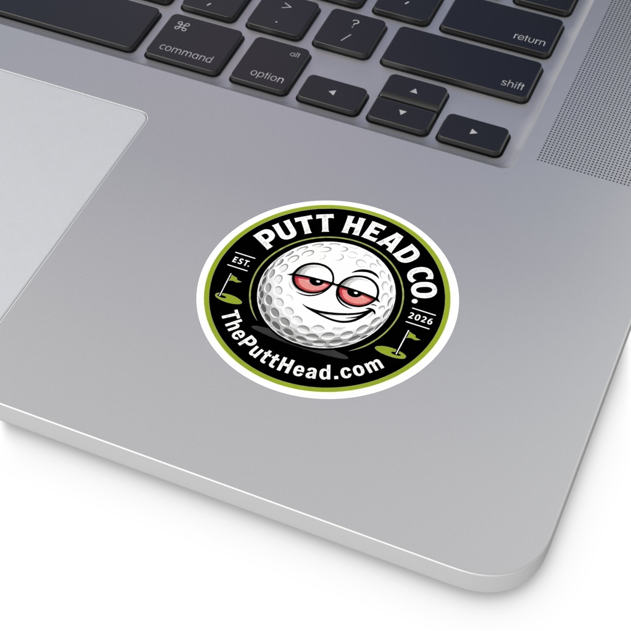 Putt Head Co. golf ball logo Sticker | Round vinyl sticker, golf decal