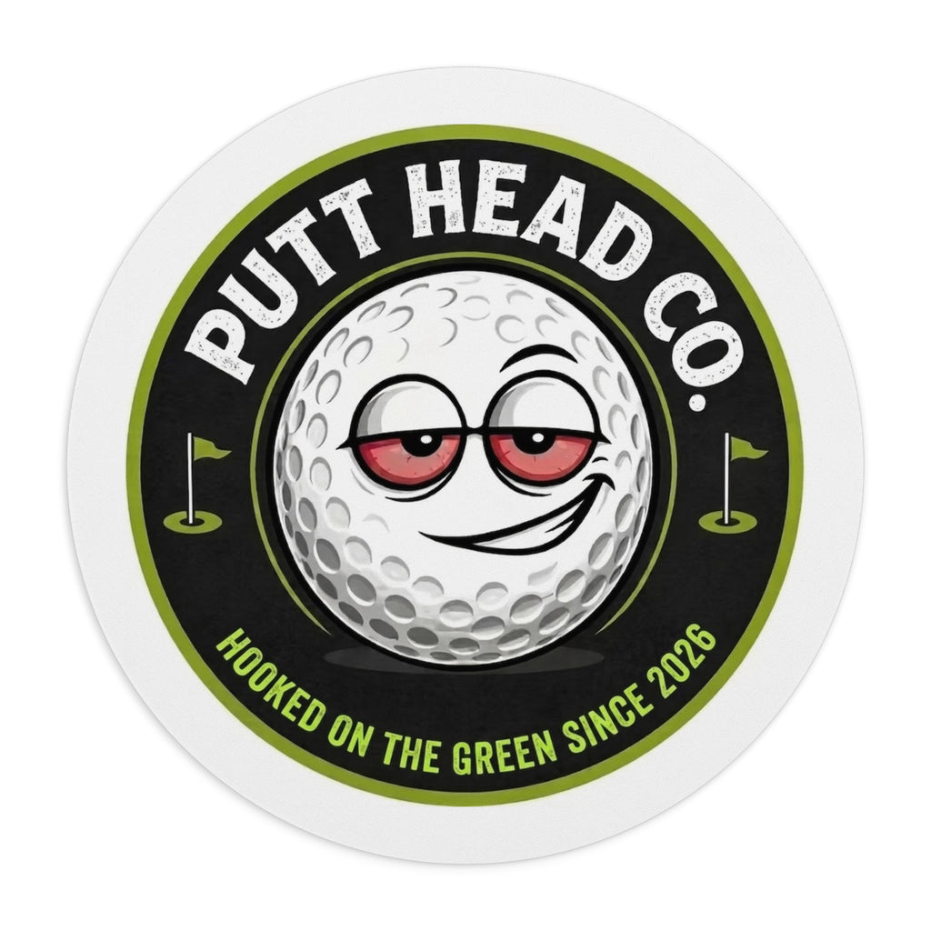 Putt Head Co. golf ball logo Mouse Pad | Hooked on the Green round desk mat