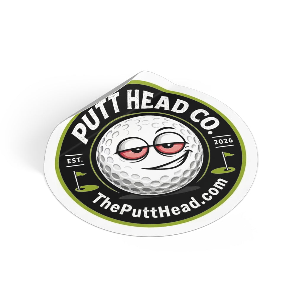 Putt Head Co. golf ball logo Sticker | Round vinyl sticker, golf decal